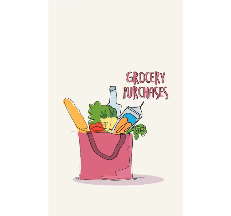 Estor enrollable cocina ilustración de tienda de comestibles - TenVinilo