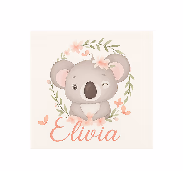 Estor enrollable personalizable koala con nombre - TenVinilo