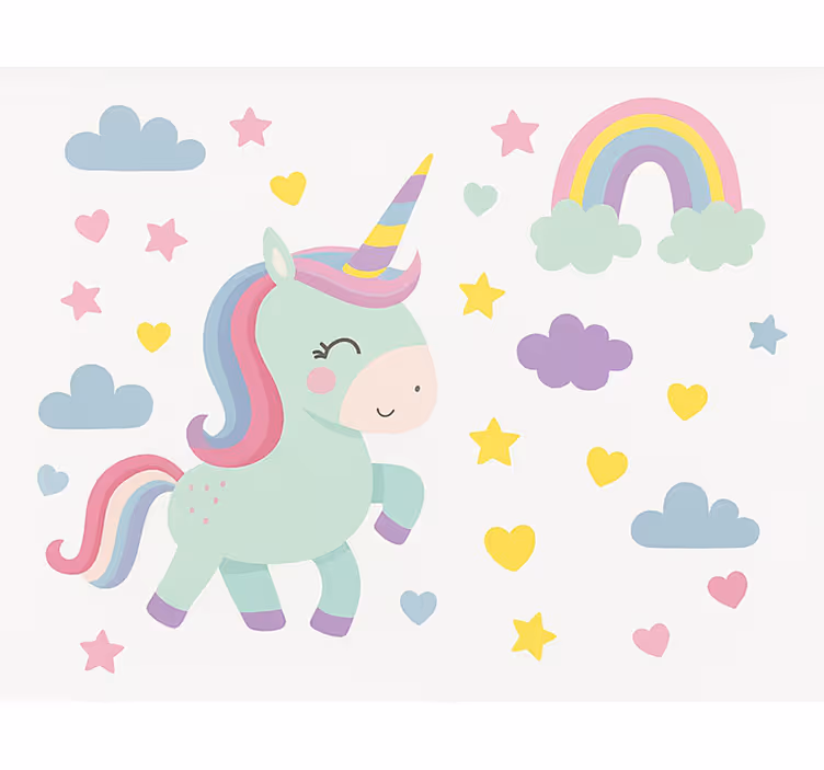 Estor enrollable infantil diseño de unicornio colorido - TenVinilo