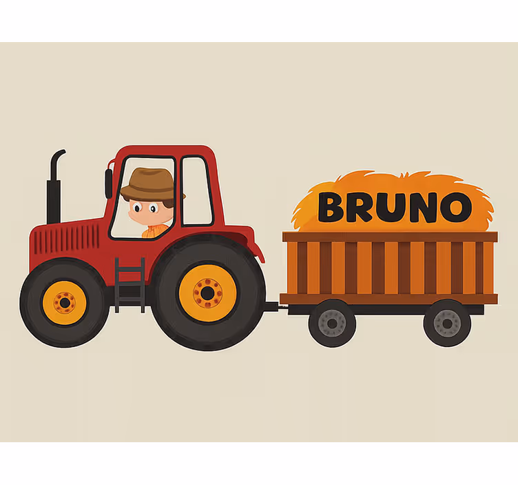 Estor enrollable infantil diseño de tractor con nombre - TenVinilo