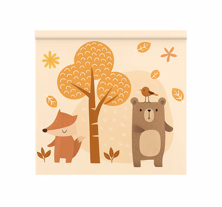 Estor enrollable infantil animales del bosque beige - TenVinilo