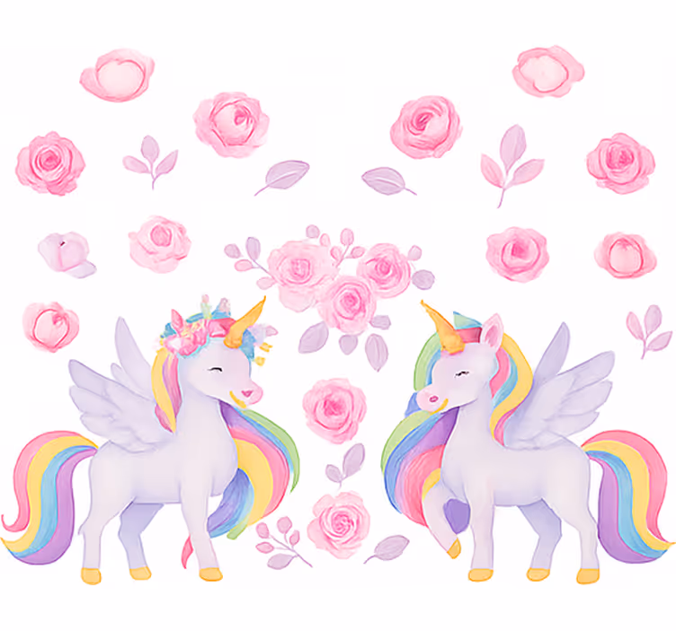 Estor enrollable infantil unicornio rosa y flores - TenVinilo