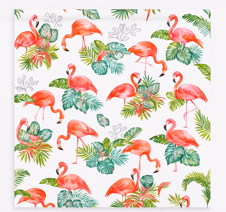 Estor enrollable cocina patrón tropical de flamencos - TenVinilo