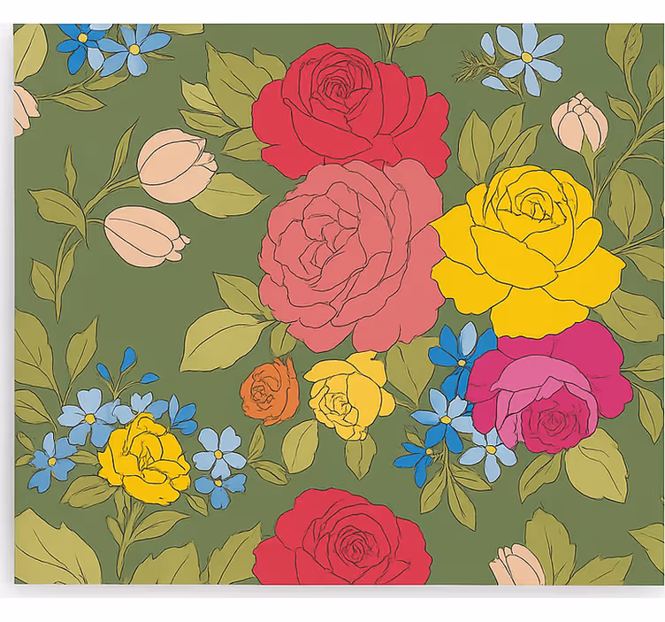 Estor enrollable cocina patrón floral de rosas - TenVinilo