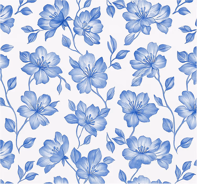 Estor habitación matrimonio floral azul y blanco - TenVinilo