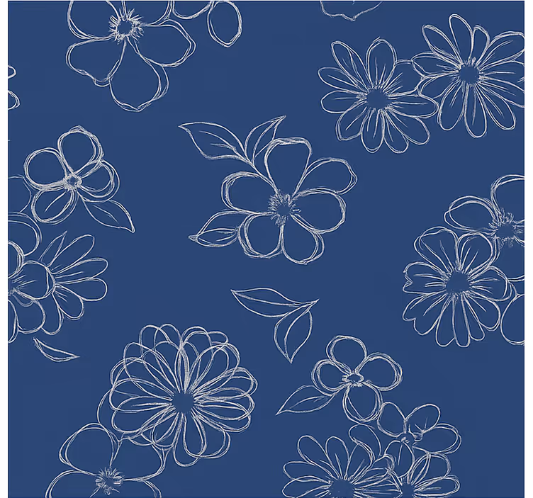 Estor habitación matrimonio flores de contorno azul - TenVinilo