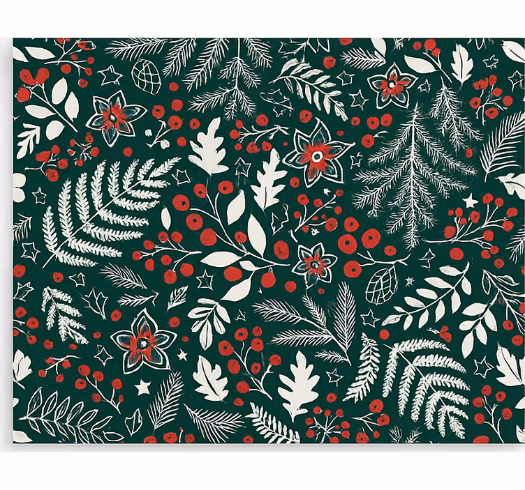 Estor enrollable salón patrón floral navideño - TenVinilo