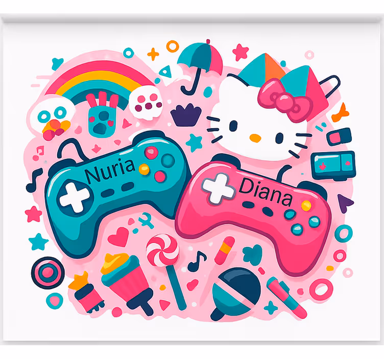 Estor enrollable gamer controladores de gatitos personalizados - TenVinilo