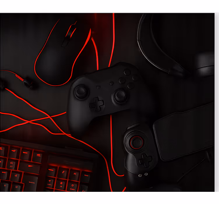 Estor enrollable gamer configuración de jugador negro y rojo - TenVinilo