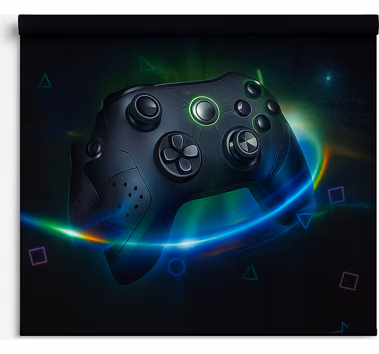 Estor enrollable gamer mando de juego futurista de neón - TenVinilo