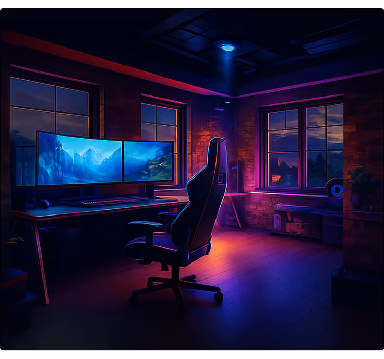 Estor enrollable gamer configuración de juego de neón futurista - TenVinilo