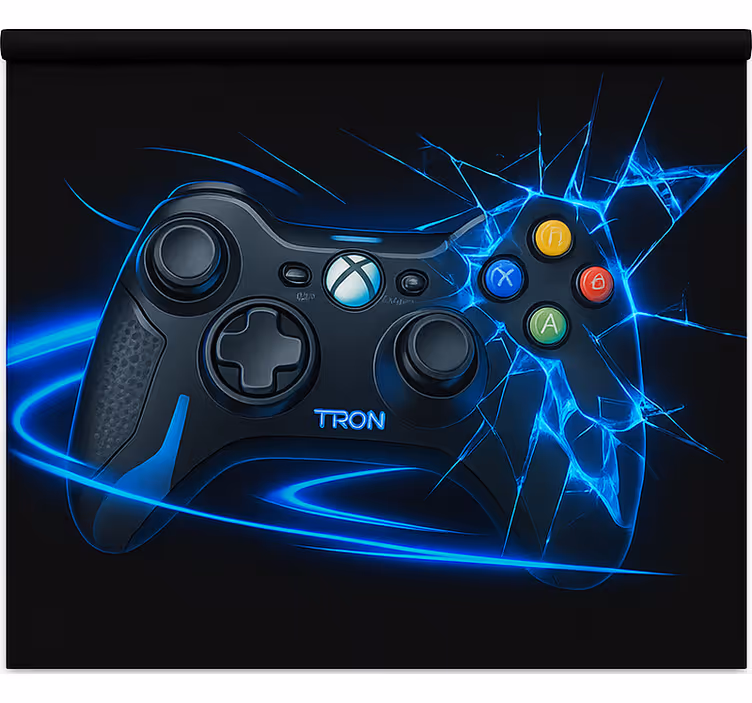 Estor enrollable gamer controlador azul neón destrozado - TenVinilo