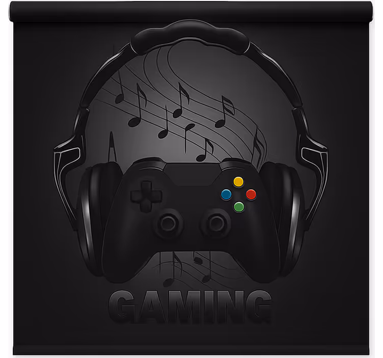 Estor enrollable gamer controlador de auriculares monocromático - TenVinilo
