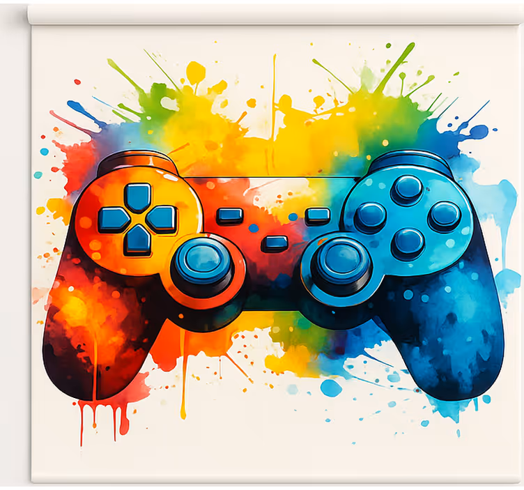 Estor enrollable gamer controlador de salpicaduras de pintura - TenVinilo