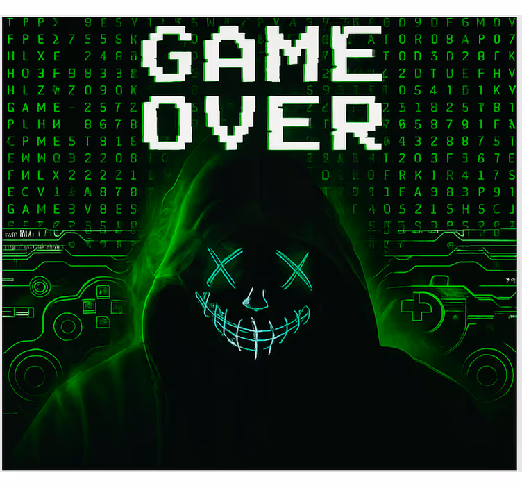 Estor enrollable gamer game over hackeado y enmascarado - TenVinilo