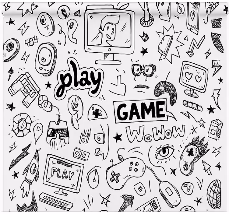 Estor enrollable gamer diseño de juego en blanco y negro - TenVinilo