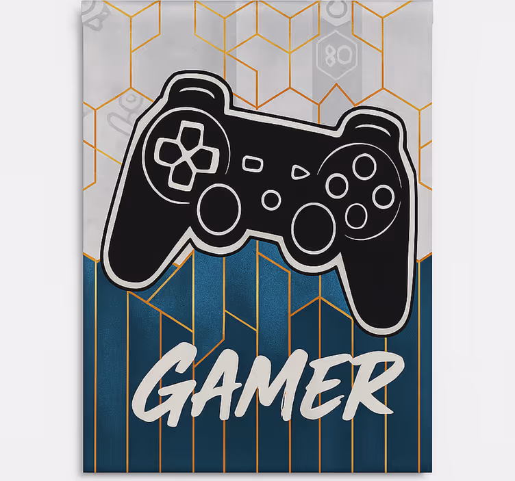 Estor enrollable gamer diseño de jugador hexagonal - TenVinilo