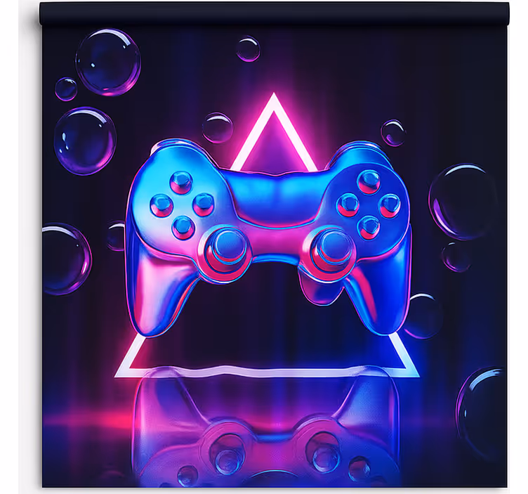 Estor enrollable gamer controlador de burbujas de neón cromado - TenVinilo
