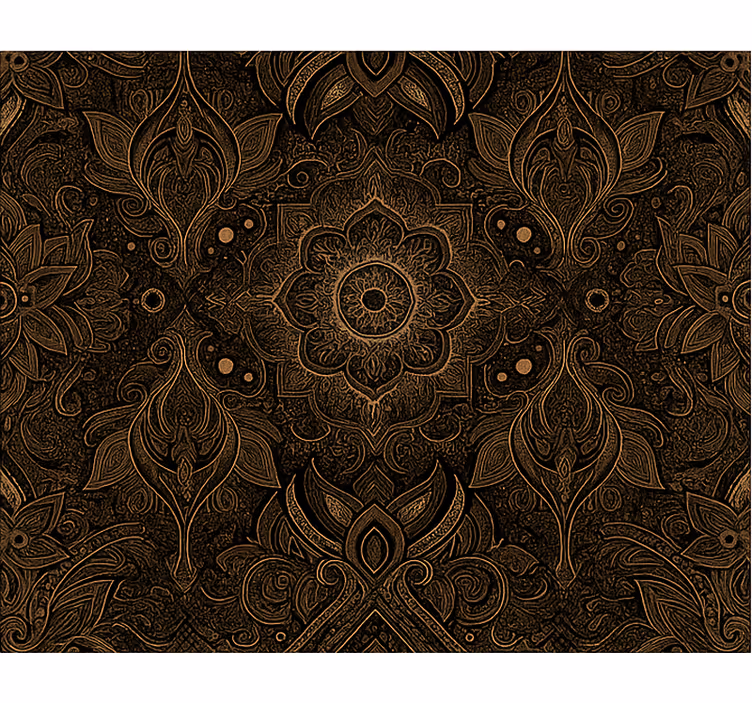 Estor enrollable comedor mandala negra y dorada - TenVinilo