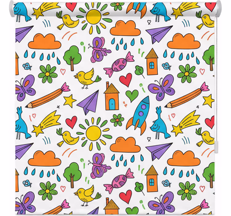 Estor estilo nórdico estampado de garabatos divertidos - TenVinilo