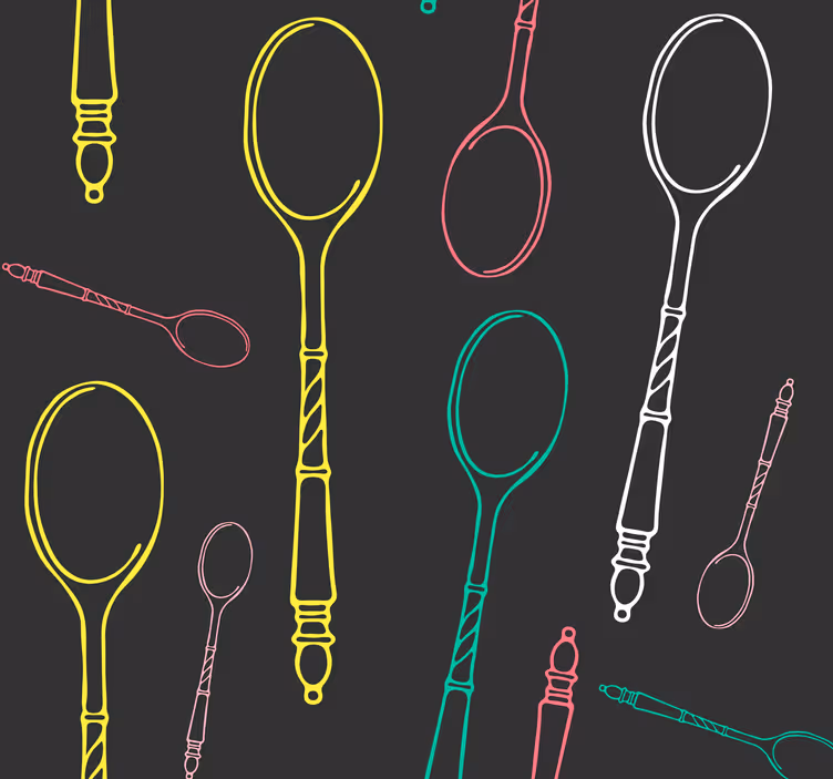 Estor enrollable cocina dibujo de utensilios neón - TenVinilo