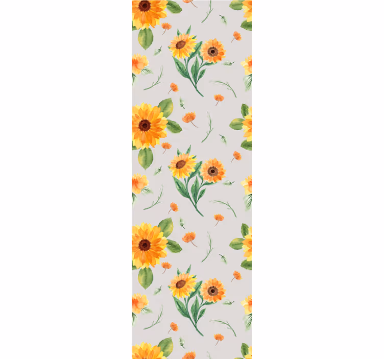 Estor enrollable cocina patrón de flores acuareladas de girasol - TenVinilo