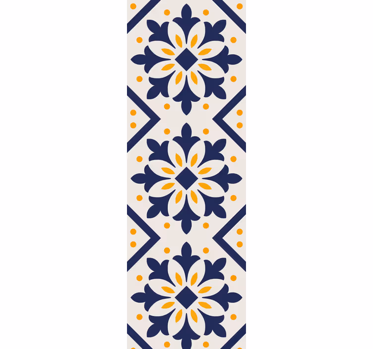 Estor enrollable cocina azul azulejo portugués amarillo vibrante - TenVinilo