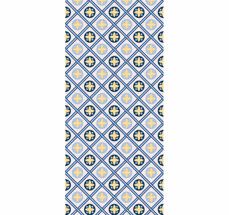 Estor enrollable cocina azulejo portugués azul y amarillo - TenVinilo