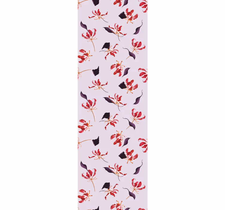Estor enrollable comedor diseño floral lirio rojo dibujado a mano - TenVinilo