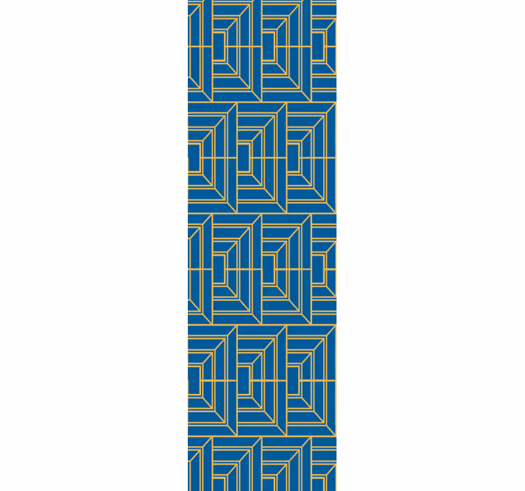 Estor enrollable comedor líneas doradas sobre fondo azul - TenVinilo