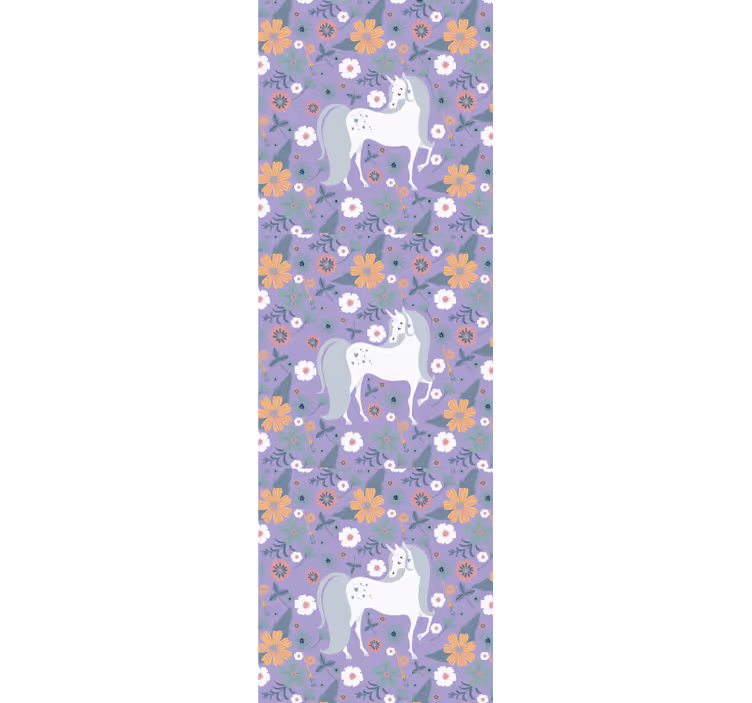 Estor enrollable infantil unicornios artísticos con flores - TenVinilo