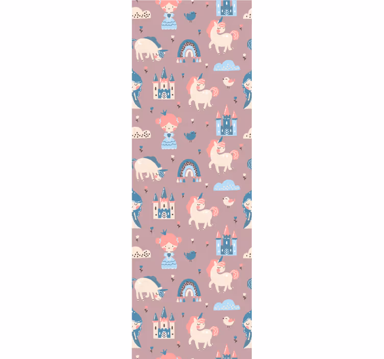 Estor enrollable infantil pastel de unicornios y princesas - TenVinilo