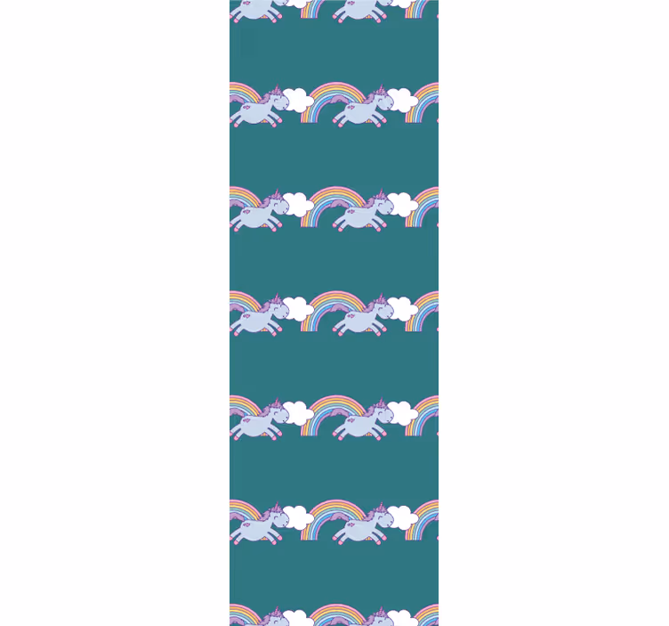 Estor enrollable infantil fondo verde agua con unicornios - TenVinilo