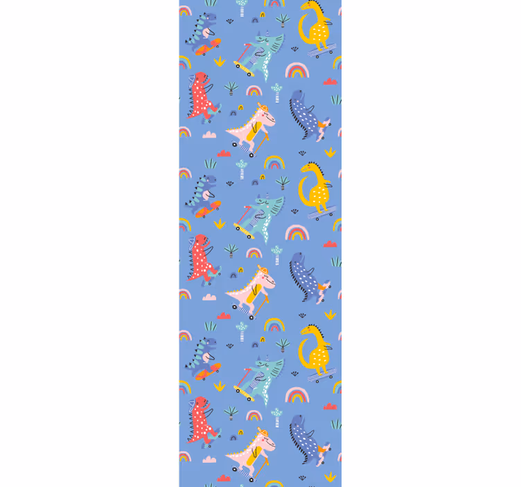 Estor enrollable infantil dinosaurios patinadores - TenVinilo