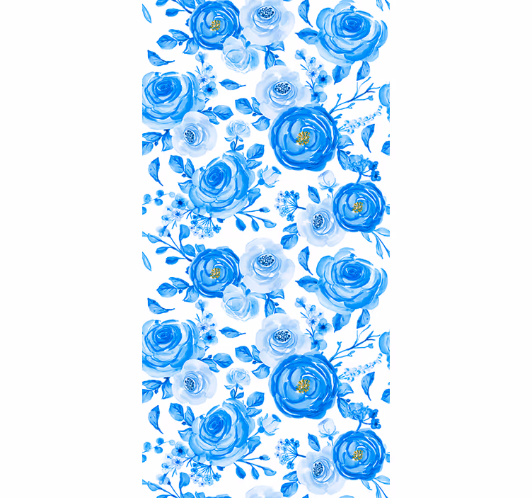 Estor enrollable infantil flores azules y relojes nórdicos - TenVinilo