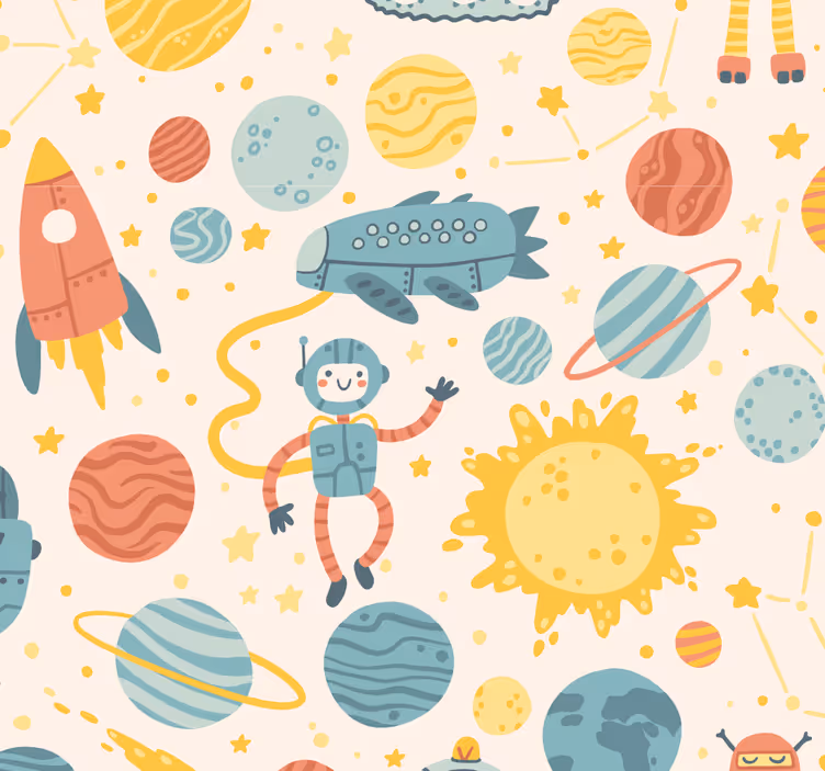 Estor enrollable infantil escena de aventura espacial - TenVinilo