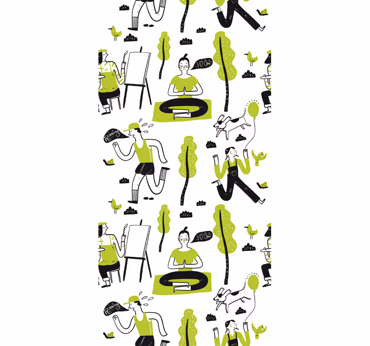 Estores enrollable oficina set de doodles saludables - TenVinilo