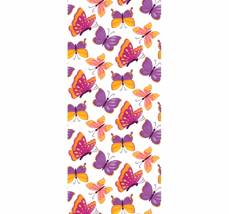 Estor enrollable juvenil patrón de mariposas rosa y amarillo - TenVinilo