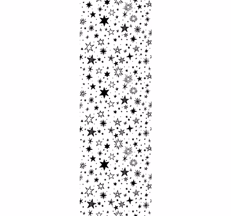 Estor enrollable juvenil patrón de estrellas negras fondo blanco - TenVinilo