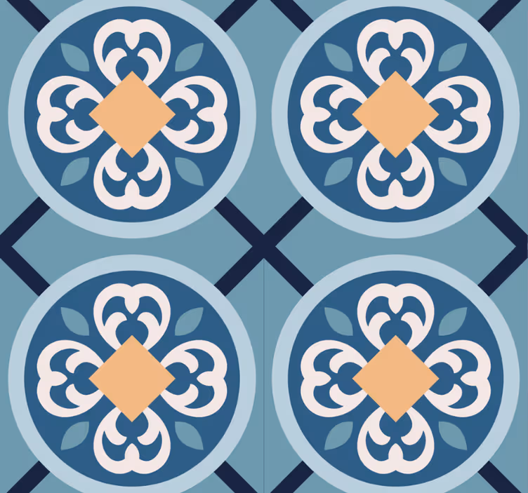 Estor enrollable moderno azulejo portugués azul marino - TenVinilo