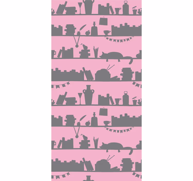 Estor enrollable moderno estantería rosa y gris - TenVinilo