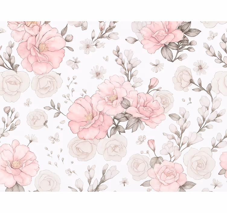 Estor enrollable rosa diseño floral gris y rosa - TenVinilo