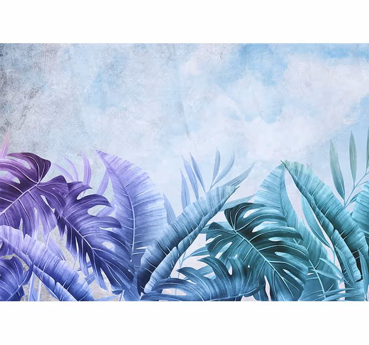 Estor enrollable cocina plantas tropicales azules y moradas - TenVinilo