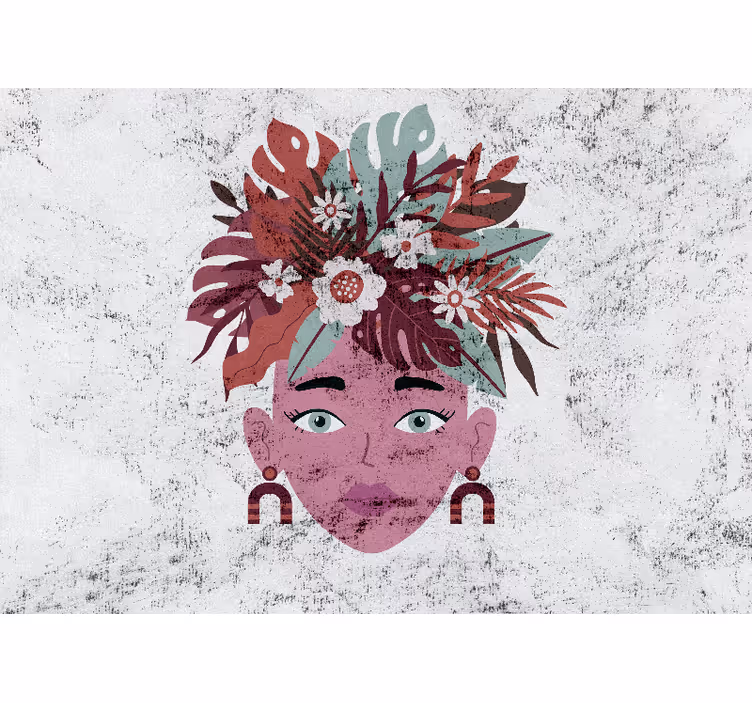 Estor enrollable blanco diseño moderno de mujer y flores - TenVinilo