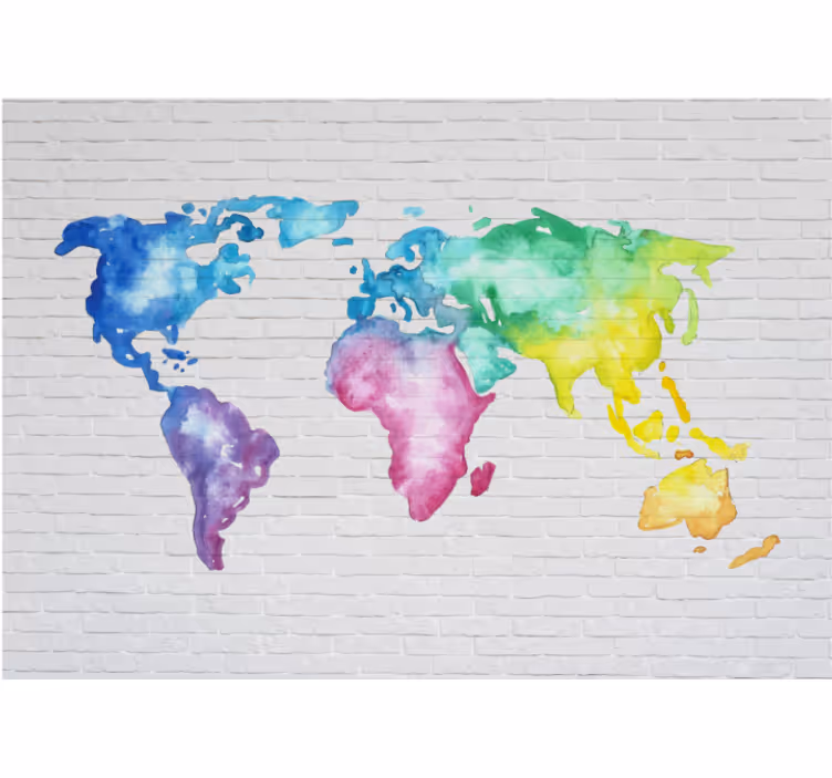 Estor enrollable blanco mapa mundial colorido - TenVinilo