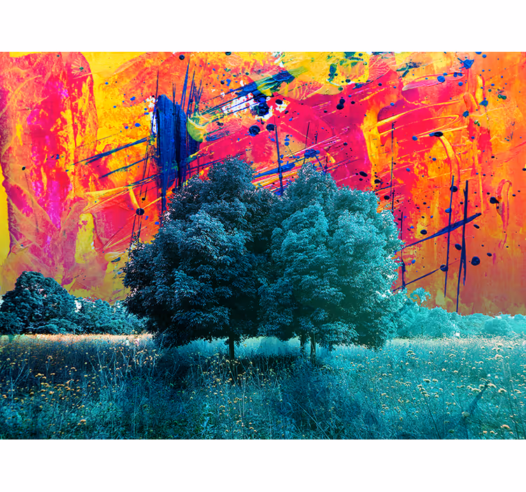 Estor enrollable salón paisaje de campos coloridos - TenVinilo
