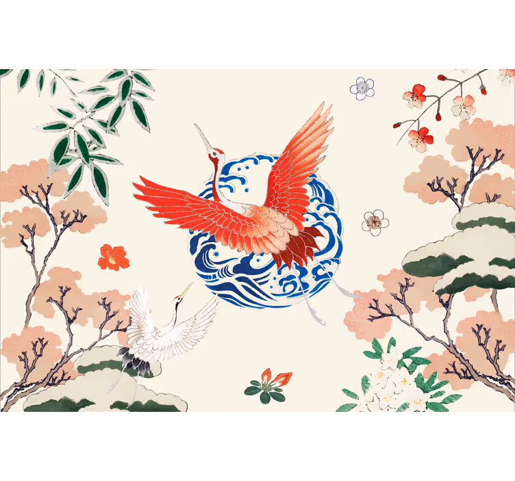 Estor enrollable salón estilo chinoiserie - TenVinilo