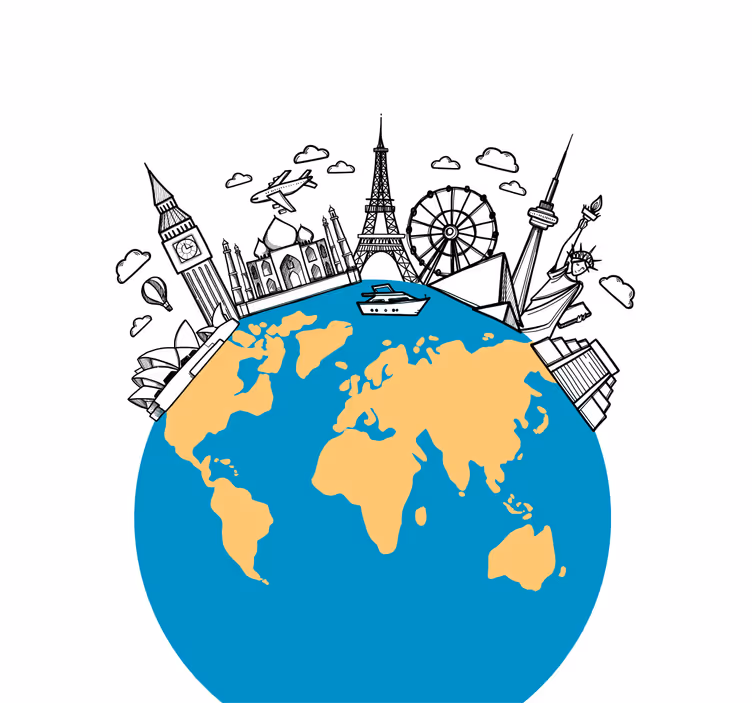 Estor enrollable salón iconos de lugares del mundo - TenVinilo
