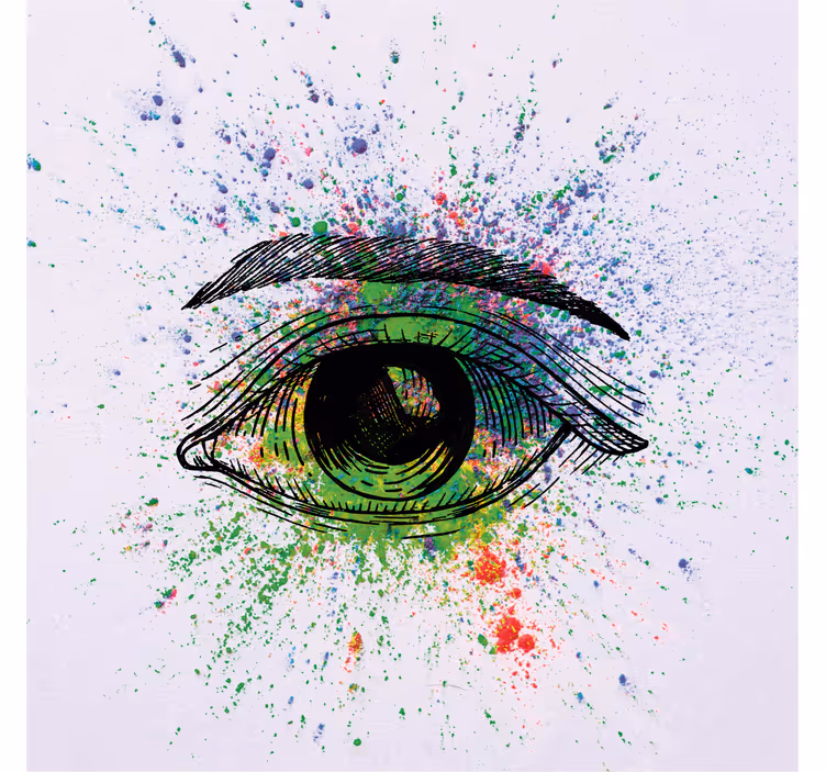 Estor enrollable salón ojos coloridos abstractos - TenVinilo