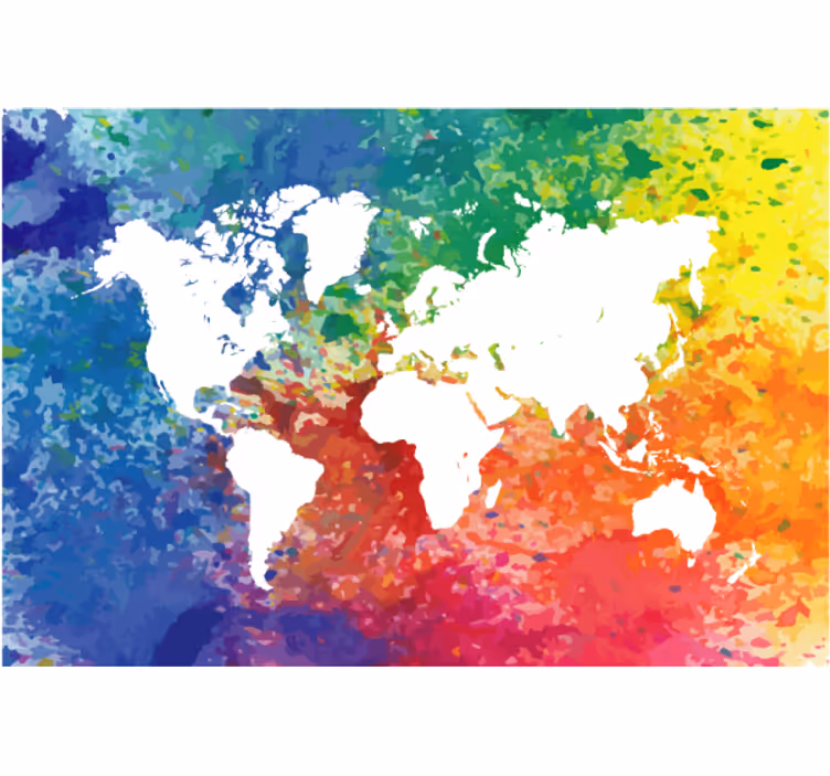 Estor enrollable salón mapa mundi artístico colorido - TenVinilo